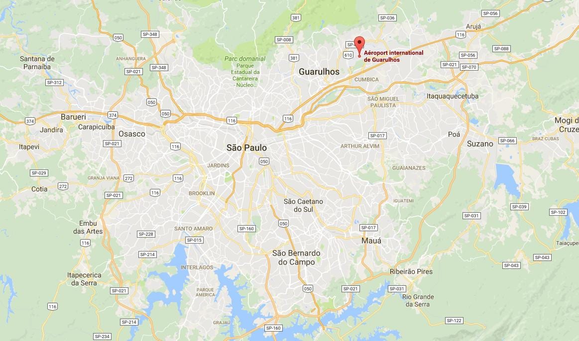 Газрын зураг, олон улсын нисэх онгоцны буудал Guarulhos