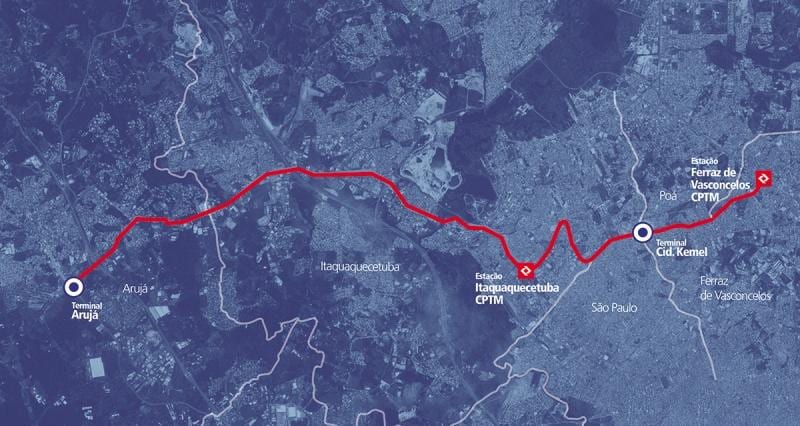 Зураг corredor BRT metropolitano Perimetral Alto Tietê